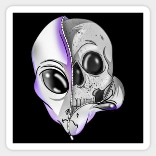 Purple Alien Skull Sticker